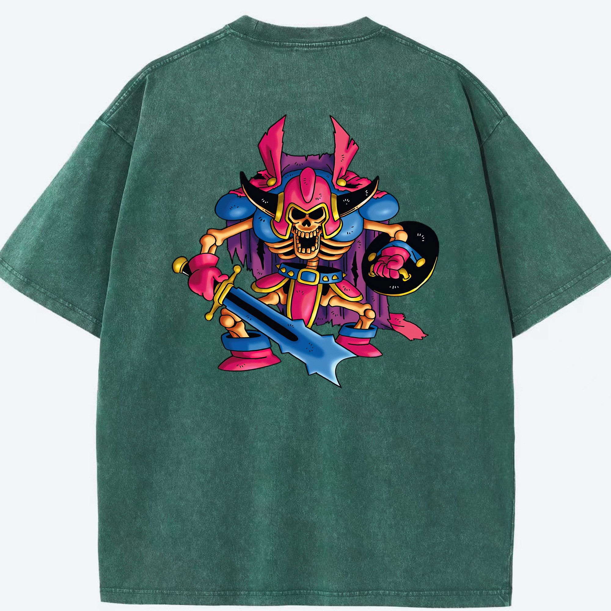 （画像用） ドラゴンクエスト Doragon Kuesuto Dragon Quest 綿100% ヴィンテージ風 半袖Tシャツ（背面プリント）